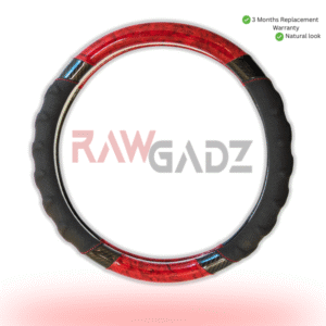 Premium Crystal Mahogany Grain Car Steering Cover with Carbon Fiber