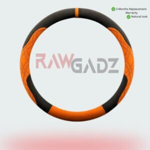 Orange car Steering cover of suede fur ultra thin premium Universal Fit (red and green)