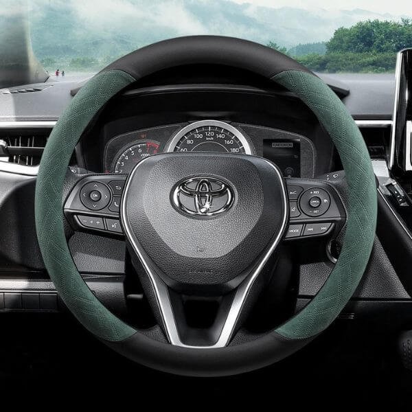 High Quality Universal Car Steering cover with green, black and coffee color