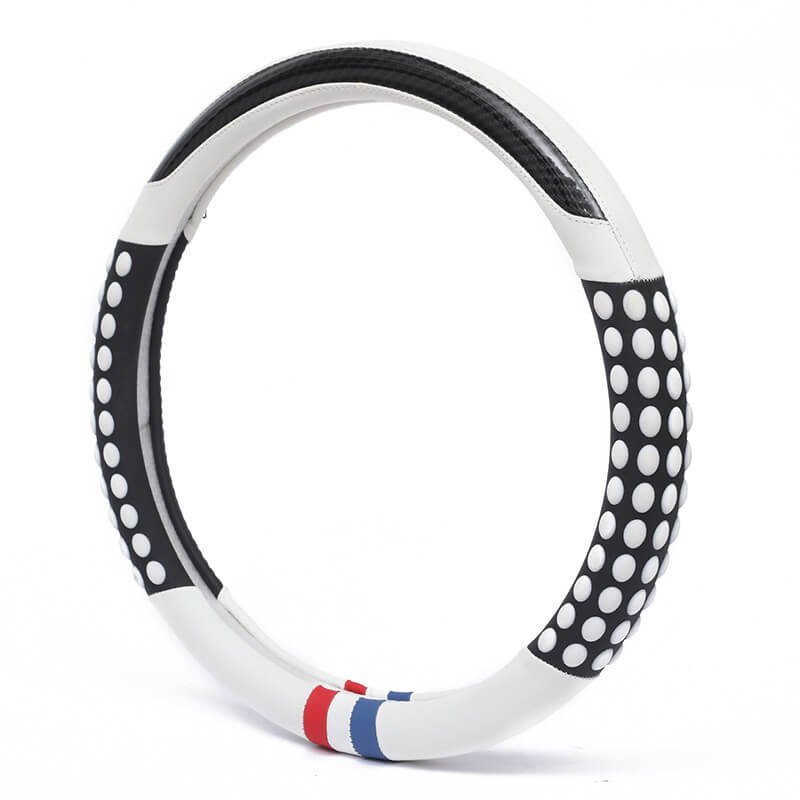 Rawgadz 3D Dot Grip Leather & Carbon Fiber Splicing Steering Cover For All Cars